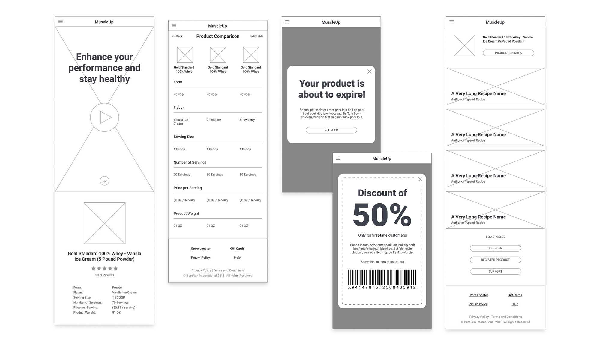 Initial wireframes